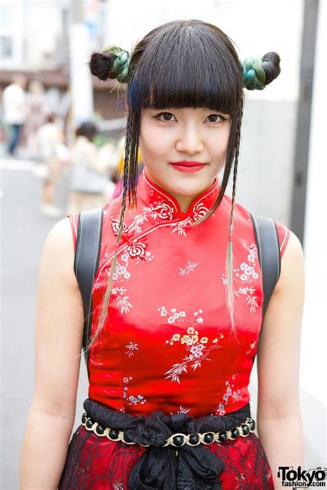 Harajuku Girls W Twin Buns Sheer Skirts Cheongsam And Platforms Tokyo Fashion