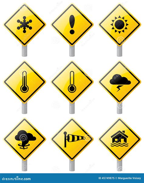 Weather Warning Signs Stock Vector Image 45749875