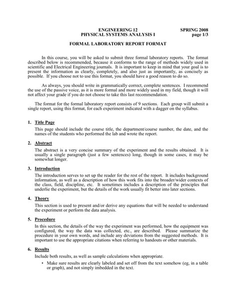 Grade 6 Lab Report Template 1 Templates Example Templates Example