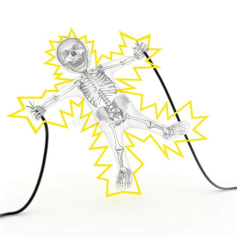 Electric Shock 3d Character Getting Electrocuted By Holding Two Wires Sponsored Character