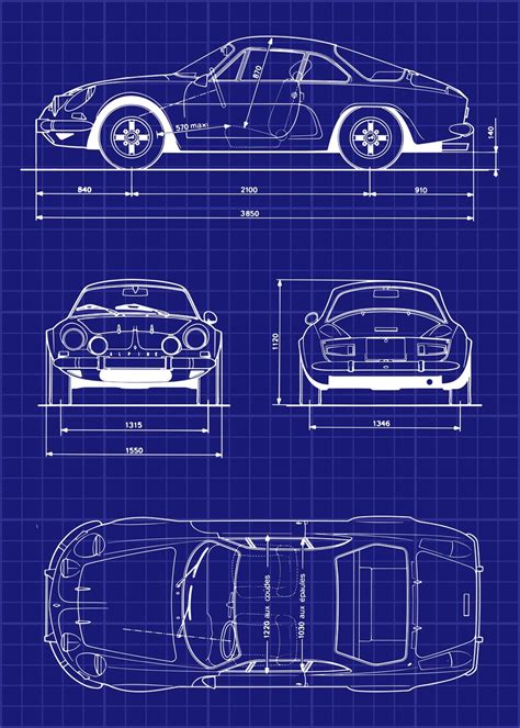 Wall Art Print Classic car blueprint | Gifts & Merchandise | Abposters.com