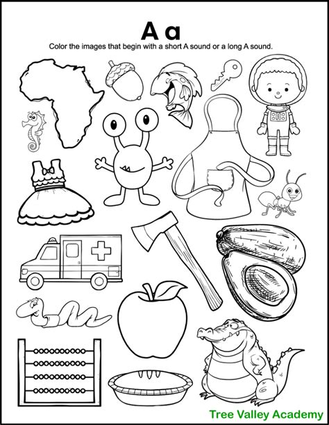Letter A Sound Worksheets Tree Valley Academy