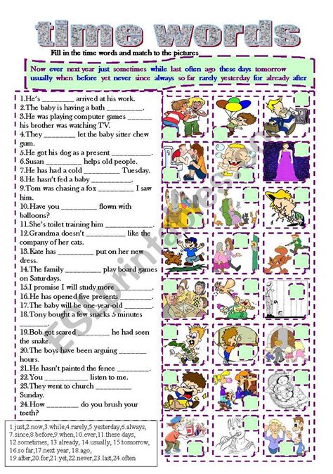 Time Words Worksheet Worksheets For Kindergarten