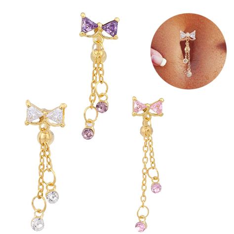 Buy Women Piercing Bowknot Stainless Steel Navel Belly Button Sexy Body Jewelry At Affordable