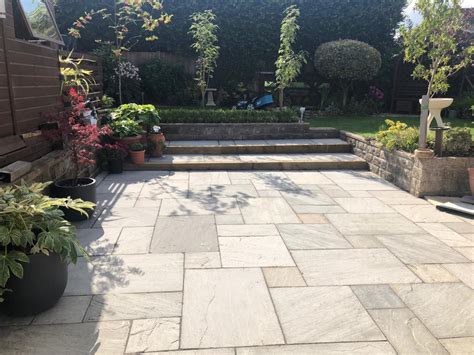 Indian Sandstone Patio With Treated Sleepers In Bishopsworth Bristol