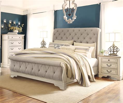 Signature Design By Ashley Realyn 824374398 3 Piece King Sleigh Bed 3 Drawer Dresser And 5