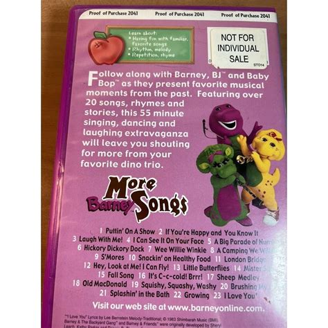 Barney More Barney Songs Vhs Tape Show Never Seen On Tv Clamshell Case 1999