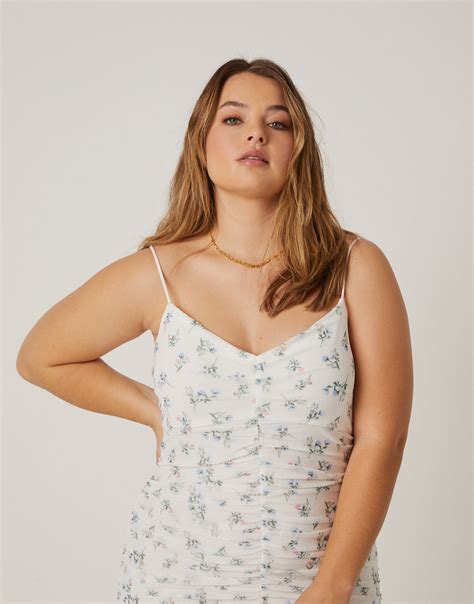Plus Size Ruched Floral Mini Dress 2020ave