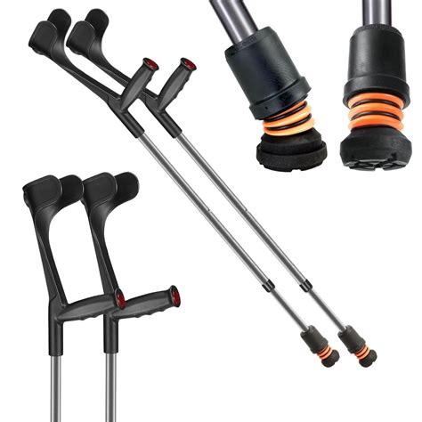 Flexyfoot Soft Grip Shock Absorbing Open Cuff Crutches Grey