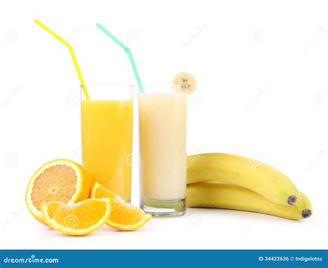 Juices Of Orange And Banana Fruits Stock Photo Image Of Citrus