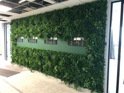Artificial Green Wall Panel With Variegated Foliage Ivy Palms Grasses