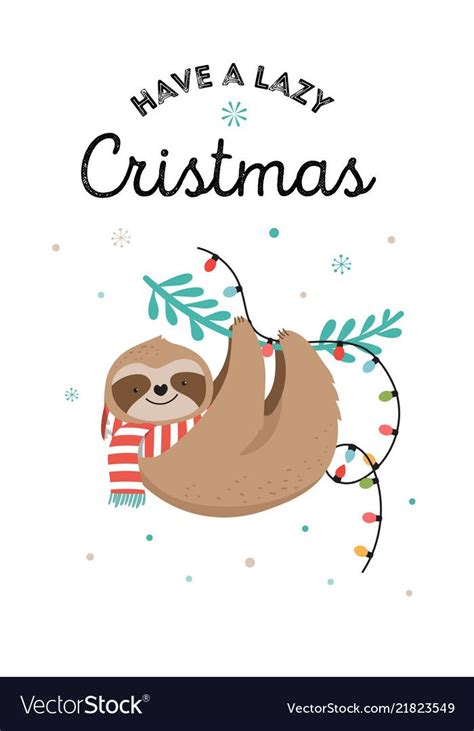 Cute Sloths Funny Christmas Illustrations With Santa Claus Costumes