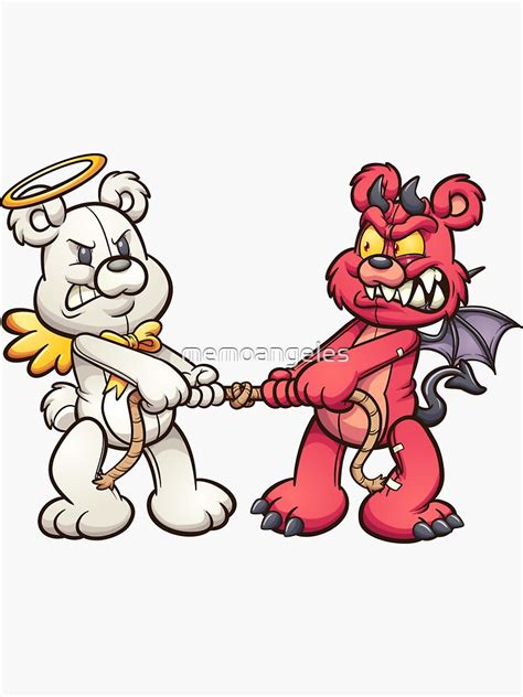 Angel And Devil Teddy Bears Sticker By Memoangeles Redbubble