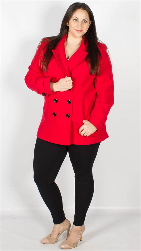 Medina Red Buttoned Coat Curvewow