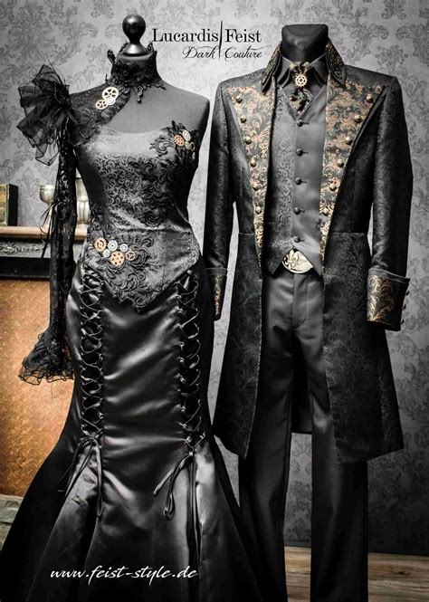 Eine ganze auswahl von gothic frisur falten bodenlang taft trägerloser brautkleid schwarz. Steampunk Brautkleider - Lucardis Feist - Extravagante ...