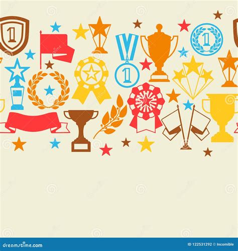 Trophy Cup Seamless Pattern Background Business Flat Vector Ill