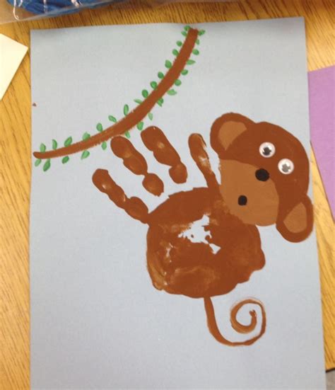 Handprint Monkey- Zoo Animals | Hand print animals, Handprint crafts