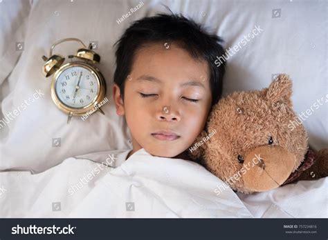 Asian Boy Sleeping On Bed White Stock Photo 757234816 Shutterstock