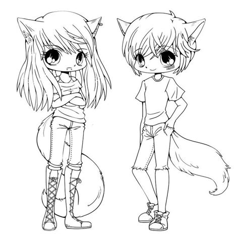 Anime Chibi Couple Coloring Pages To Print Chibi