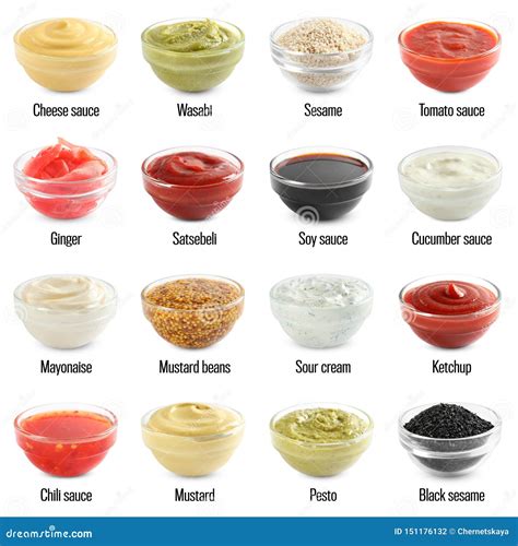 Set Of Different Delicious Sauces On White Stock Photo Image Of