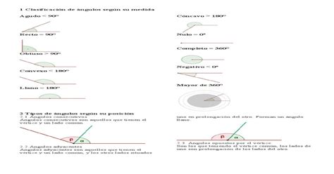 1 Clasificación De Ángulos Según Su Medida Pdf Document