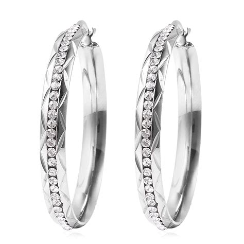 Shop Lc Elegant Hoops Hoop Earrings Crystal Stainless Steel Fashion