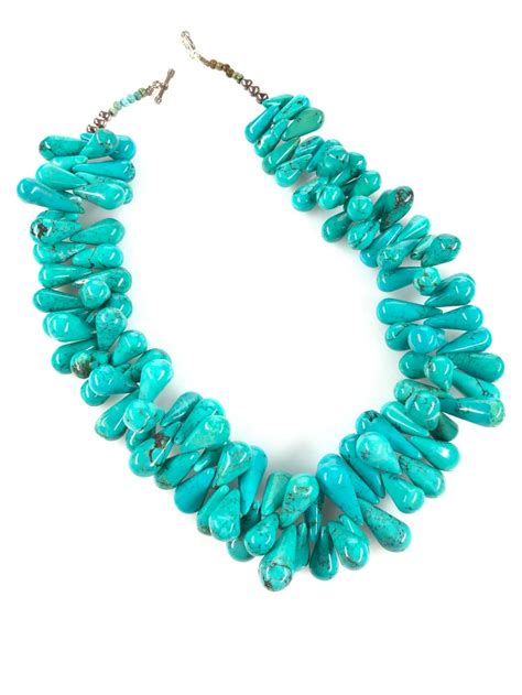 Lot Southwest Turquoise Teardrop Beaded Necklace