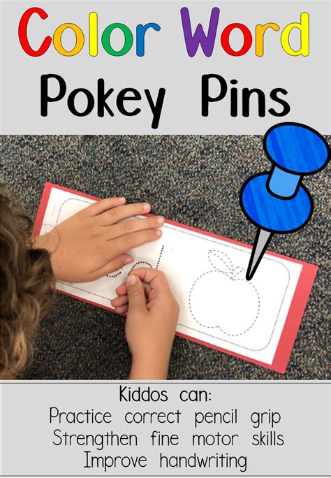 Pokey Pins Color Words Set Math Graphic Organizers Common Core