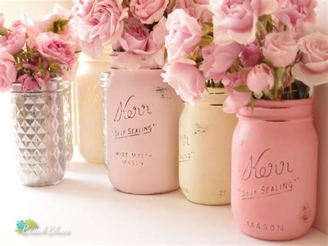 Pink Painted Mason Jars