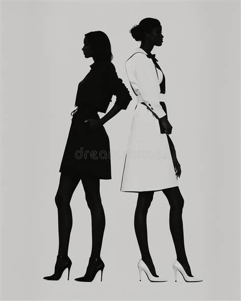 silueta de tres mujeres vestidas en blanco y negro generador de ai stock de ilustración