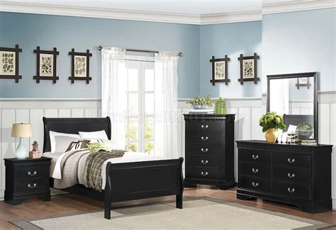 Beds mattresses wardrobes bedding chests of drawers mirrors. Mayville 2147BK 4Pc Youth Bedroom Set in Black by Homelegance