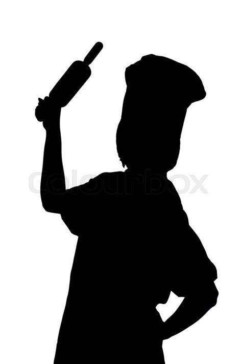 Silhouette Chef Woman Holding Baking Stock Image Colourbox
