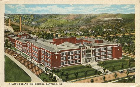 Danville Illinois High School Million Dollar School Postcard 1924