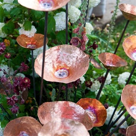 Buy copper garden ornaments and get the best deals at the lowest prices on ebay! Copper garden sculpture | Copper Flower Stakes | Beautiful Hand Made Copper Poppies | UK | Cool ...