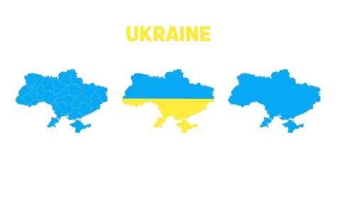 Colección De La Bandera Del Mapa De Ucrania Y El Emblema Nacional Sobre