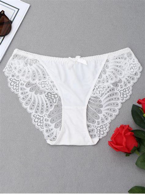 2018 See Through Sheer Lace Panties In White M Zaful