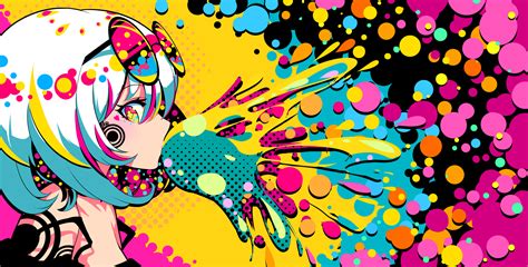 Wallpaper Original Characters Anime Girls Profile Psychedelic