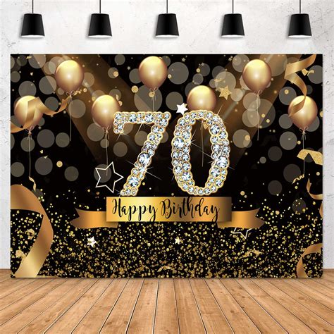 Buy Sensfun Sparkle Gold 70th Birthday Backdrop Black Golden Balloons