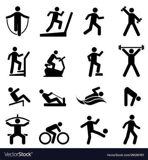 Exercise Fitness Gym Icon Set Royalty Free Vector Image