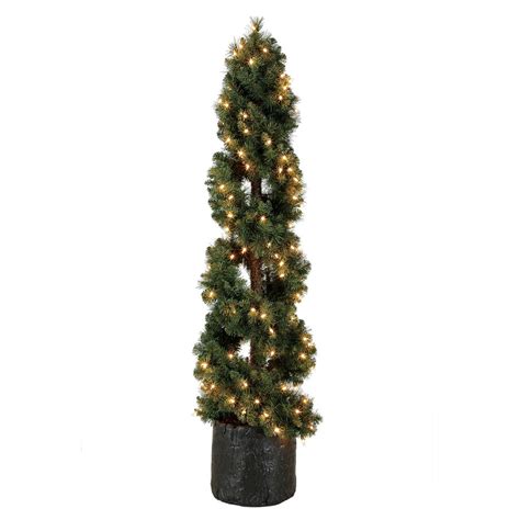 Home Heritage 5 Foot Spiral Design Artificial Topiary Pine Tree W
