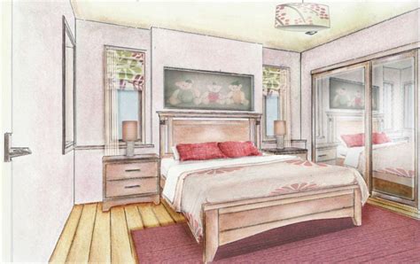 Bedroom Living Room Scandinavian Girls Bedroom Interior Design Sketch