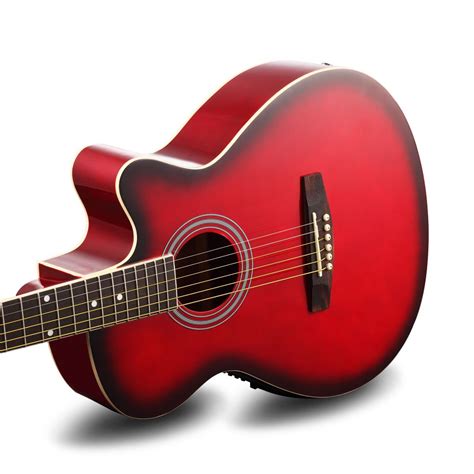 Red Colour 39 Cutaway Steel String Electric Acoustic Guitar With