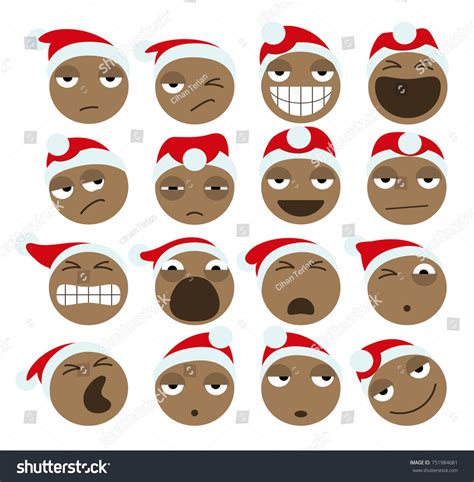 Black Santa Claus Christmas Icons Vector Stock Vector Royalty Free