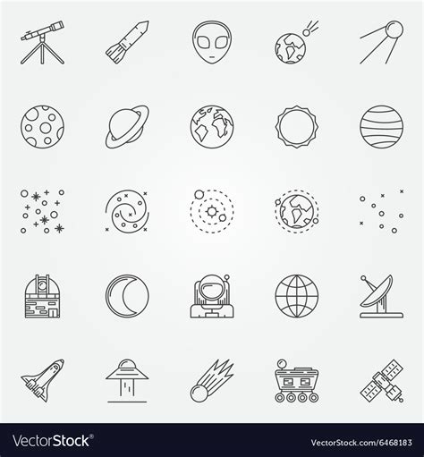 Astronomy Icons Set Royalty Free Vector Image Vectorstock