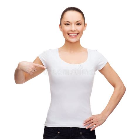 Smiling Woman Blank White T Shirt Stock Photos Free Royalty Free Stock Photos From