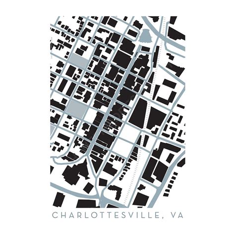 Charlottesville Virginia Downtown Map Etsy