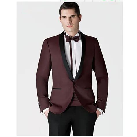 Custom Made Burgundy Mens Wine Red Groom Suit Smoking Terno Masculino