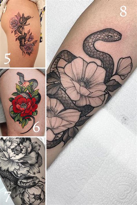 Sexy Snake And Flower Tattoo Ideas Tattoo Glee