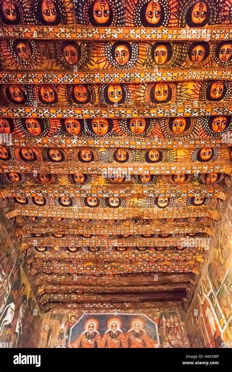 Ethiopia Gondar The Faces Of Angels In The Ceiling Of The Debre