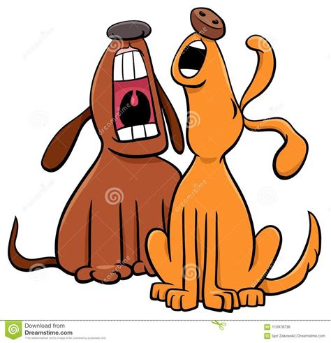 Barking Or Howling Dogs Cartoon Characters Stock Vector Illustration